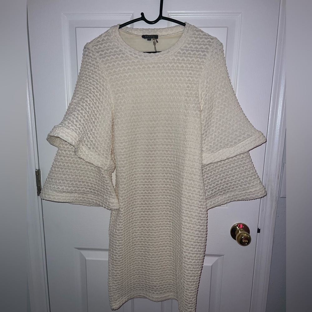Gracia bell sleeve cream dress
